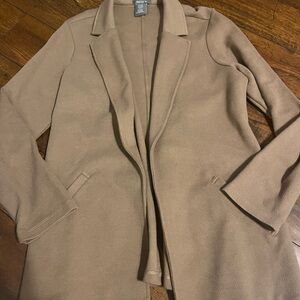 Women’s Mocha  Open-Front Coatigan – Casual Long Jacket- pique knit- XL